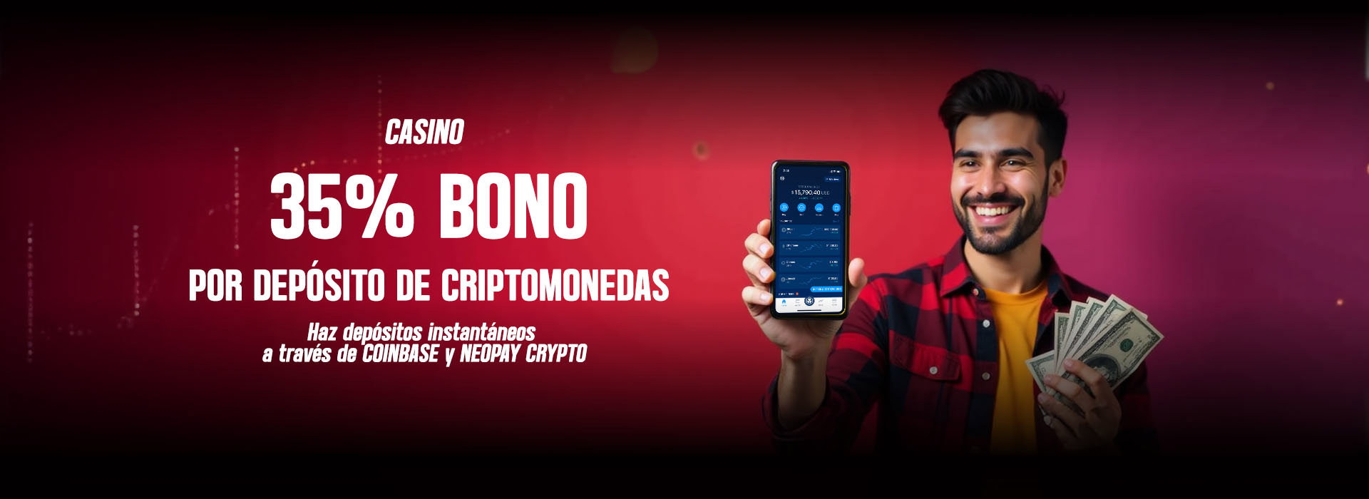 Bono de casino con depósito CRYPTO del 35 %